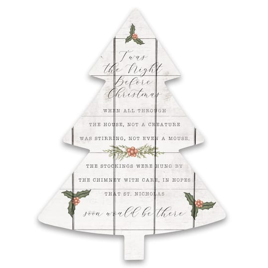 Twas the Night Before Christmas Tree Shaped Pallet Wood Wall Art